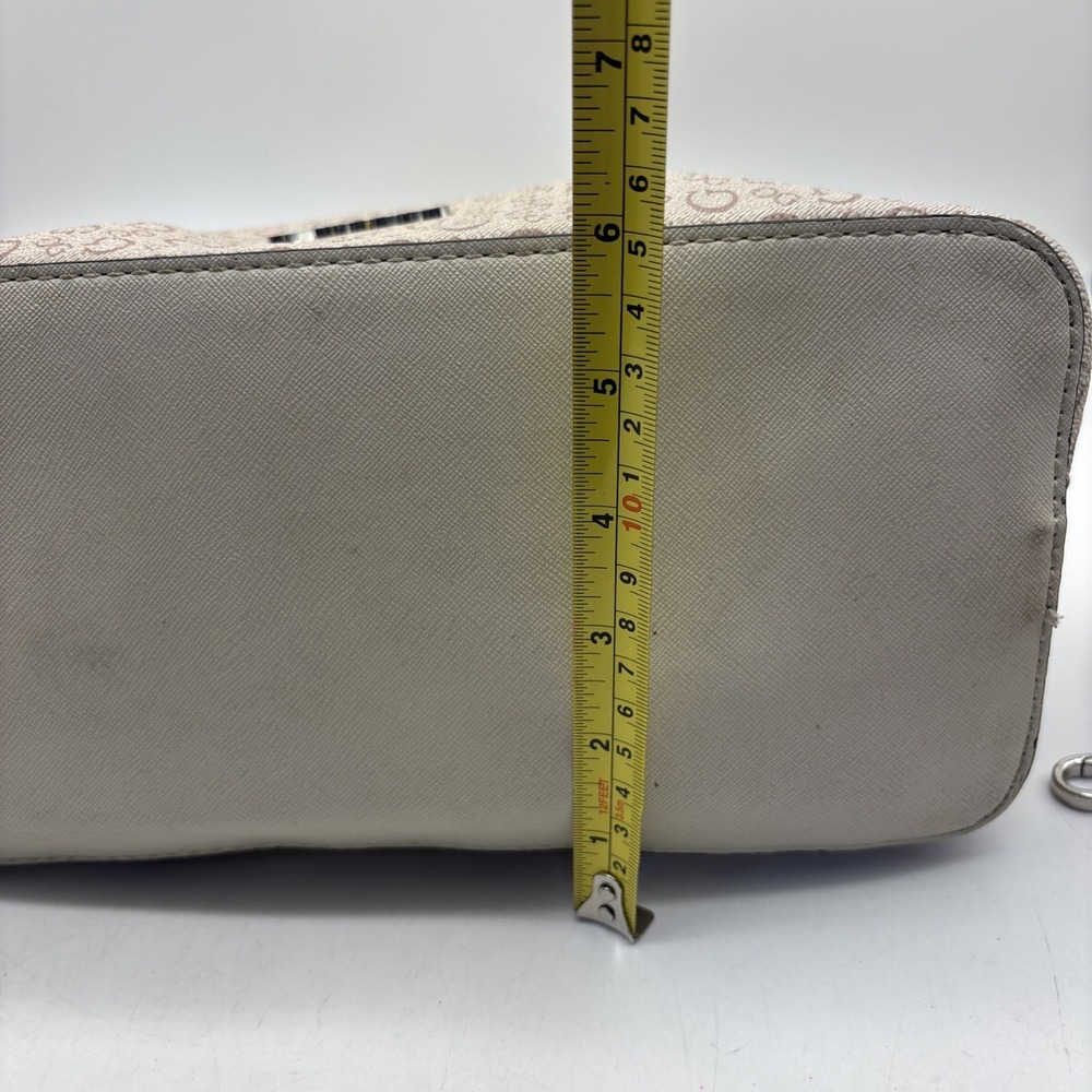 GUESS Logo Satchel Top Handle Bag Zip Closure Detachable Strap - Picture 7 of 16